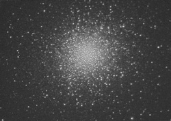 Questa immagine di M13 &egrave; stata ottenuta da R. Haver sommando tra loro 8 pose da 30 secondi l'una con la CCD Pictor sul C8 (F/6.5). Scala di 1,41 sec d'arco a pixel e campo di 12'x18'