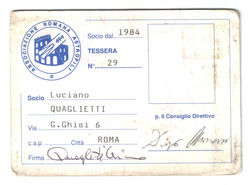 Tessera dell'84 di Luciano Quaglietti