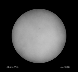 Transito di Mercurio sul Sole del 9 maggio 2016 ripreso da Franco Sofra