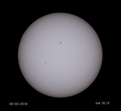 Transito di Mercurio sul Sole del 9 maggio 2016 ripreso da Franco Sofra