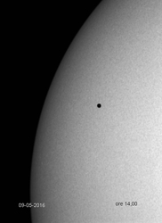 Transito di Mercurio sul Sole del 9 maggio 2016 ripreso da Franco Sofra